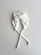 Turban Alb Crem cu Fundă Maxi