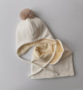 Căciuliță angora cu pompom bej 2-3 ani
