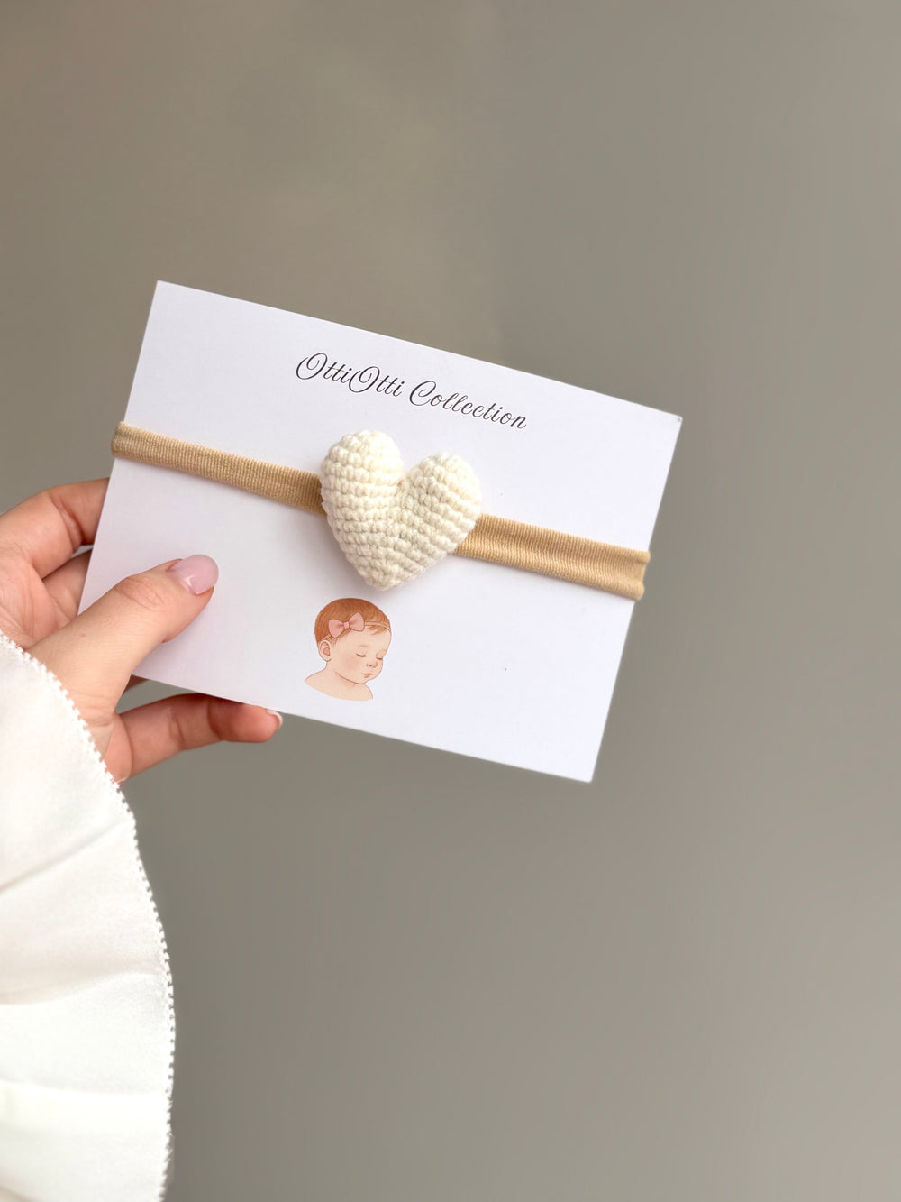 “Ivory Tiny Love Heart” headband