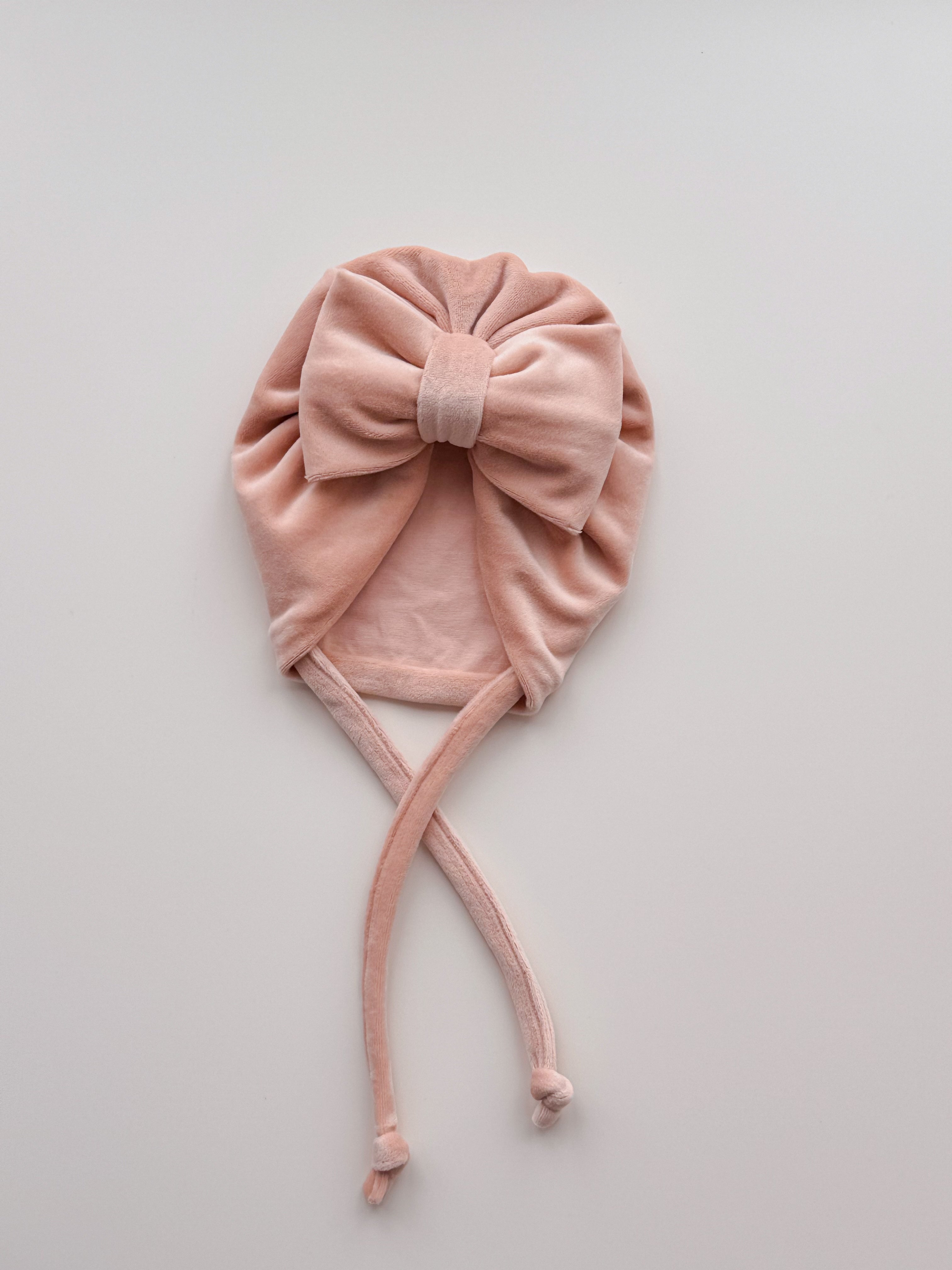 Turban Roz Nude cu Fundă Maxi