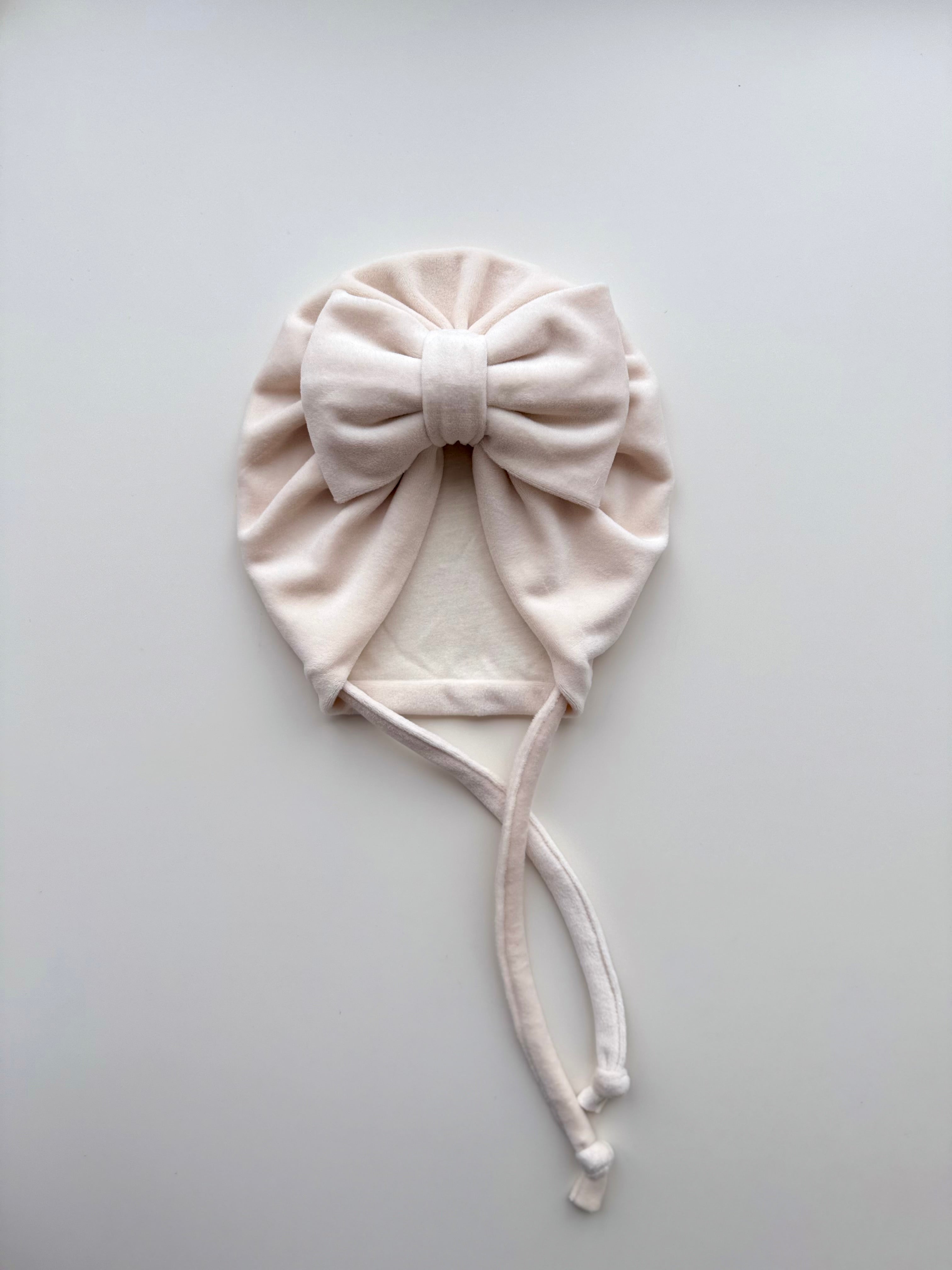 Turban Bej Nude cu Fundă Maxi