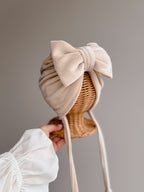 Turban Bej Crem cu Fundă Maxi