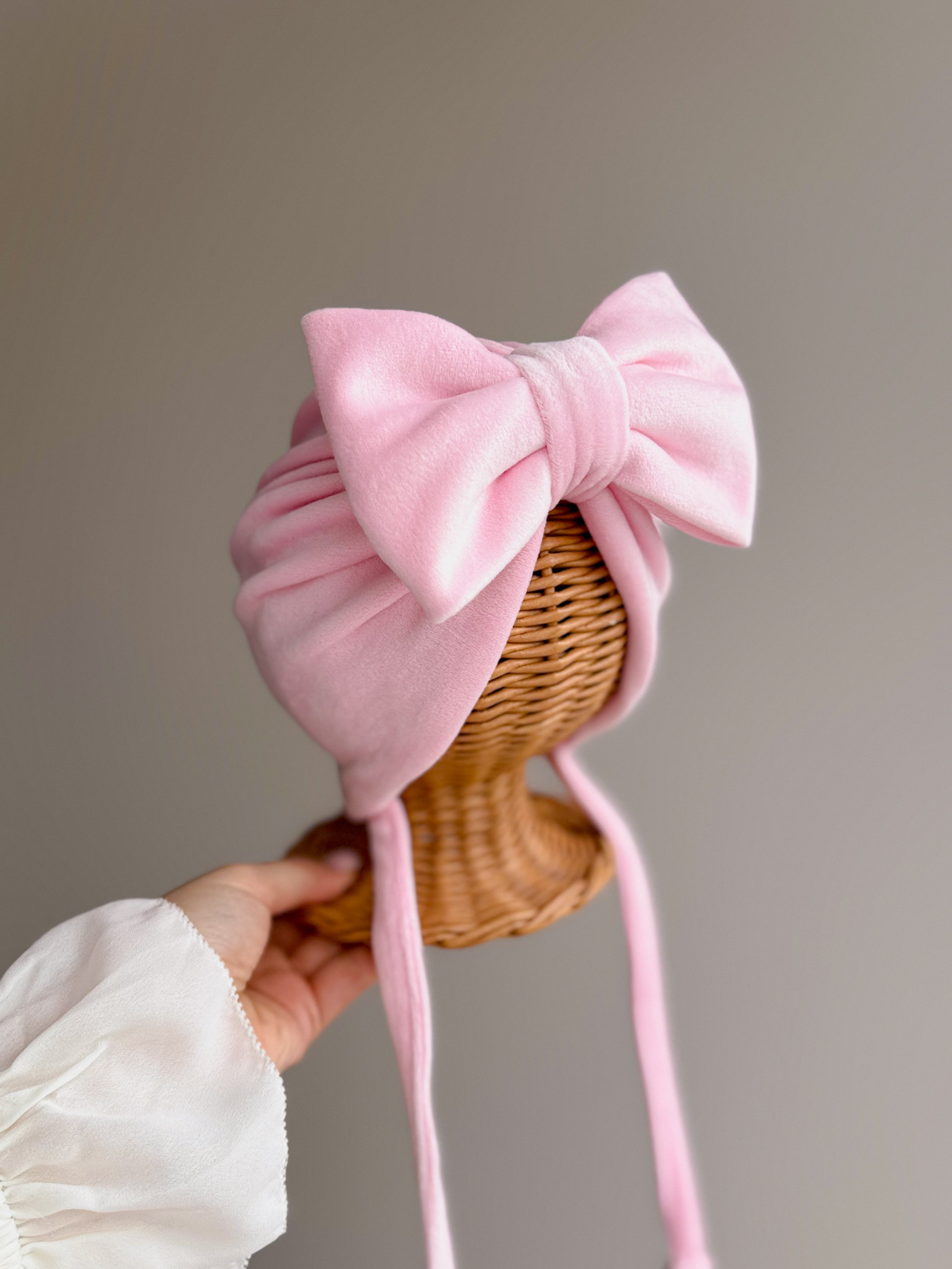 Turban Roz Pudrat cu Fundă Maxi