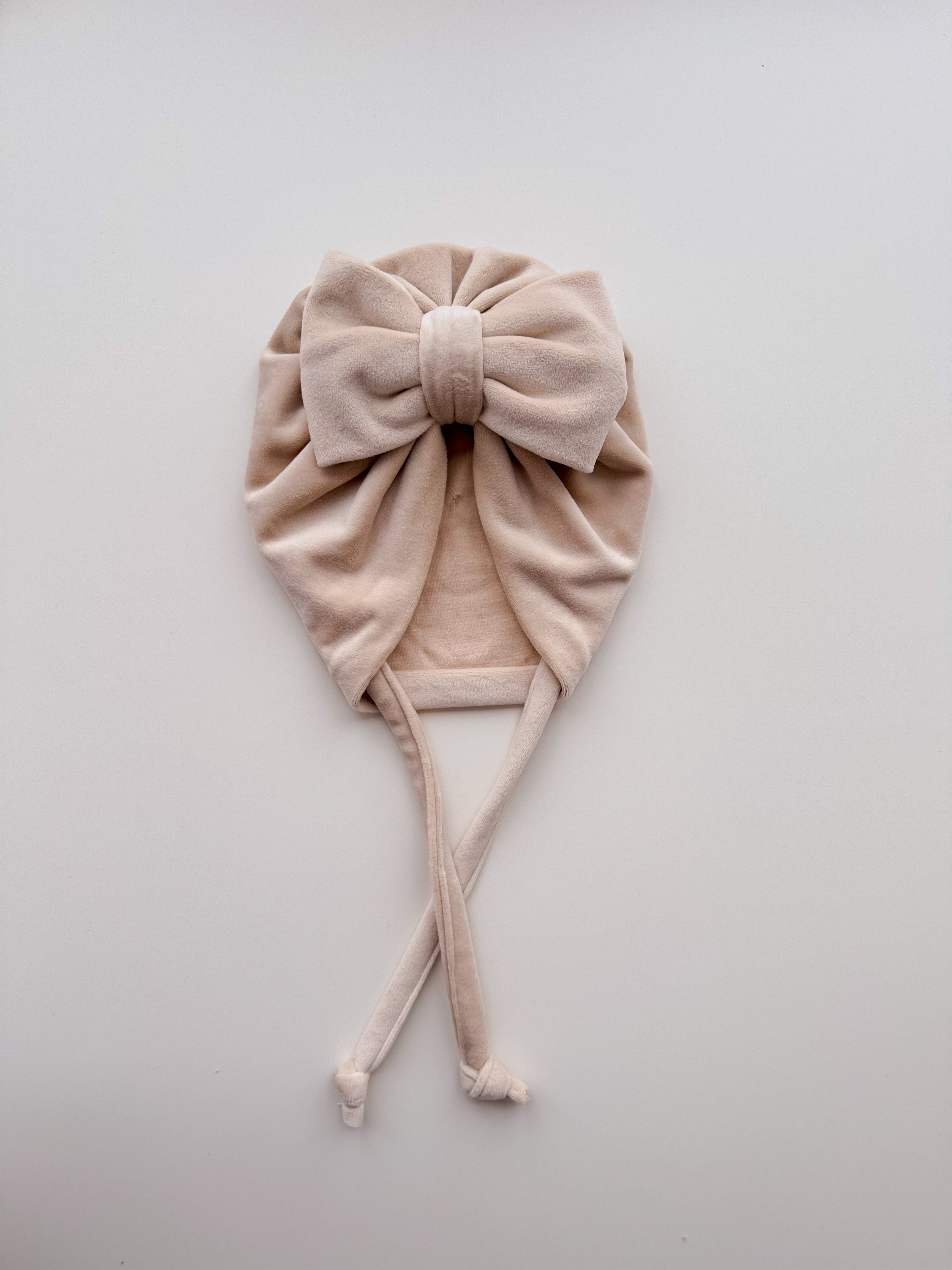 Turban Bej Crem cu Fundă Maxi